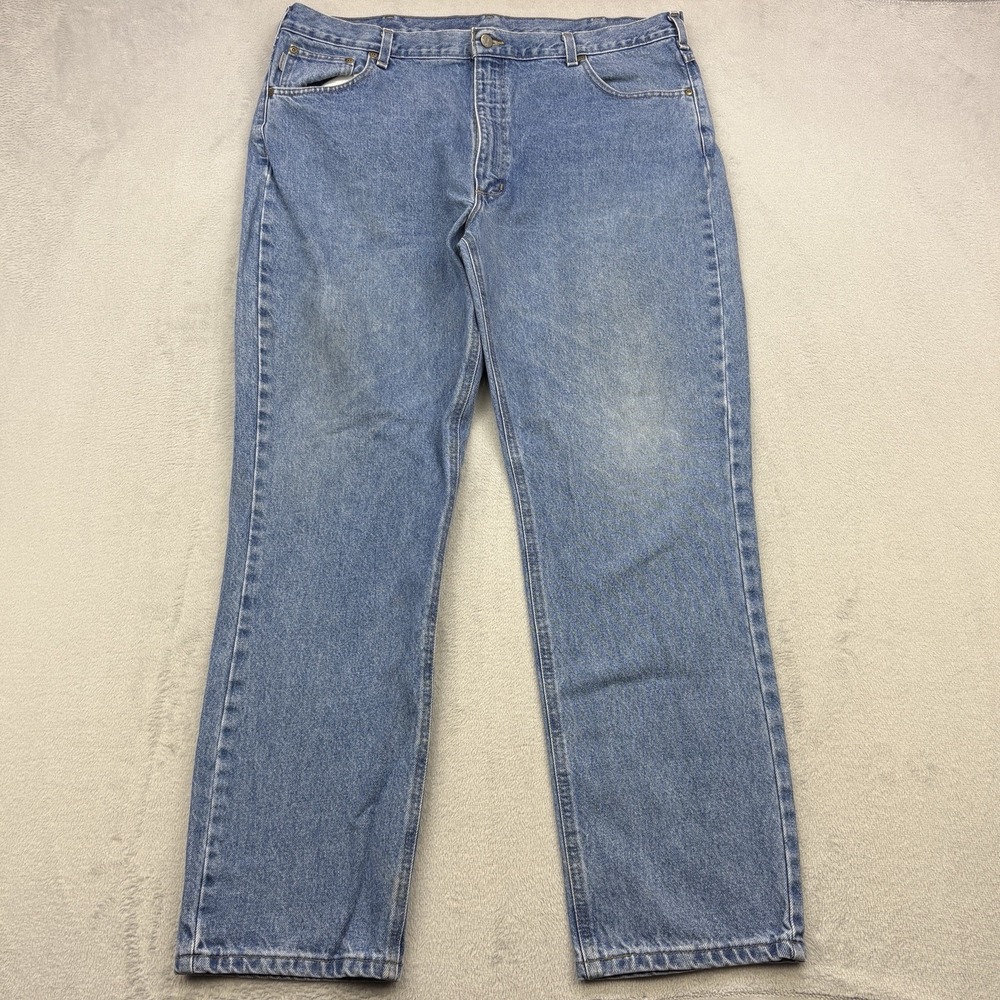 Carhartt Jeans Mens 42x32 Blue Denim B18-STW 100% Cotton Traditional Fit Work